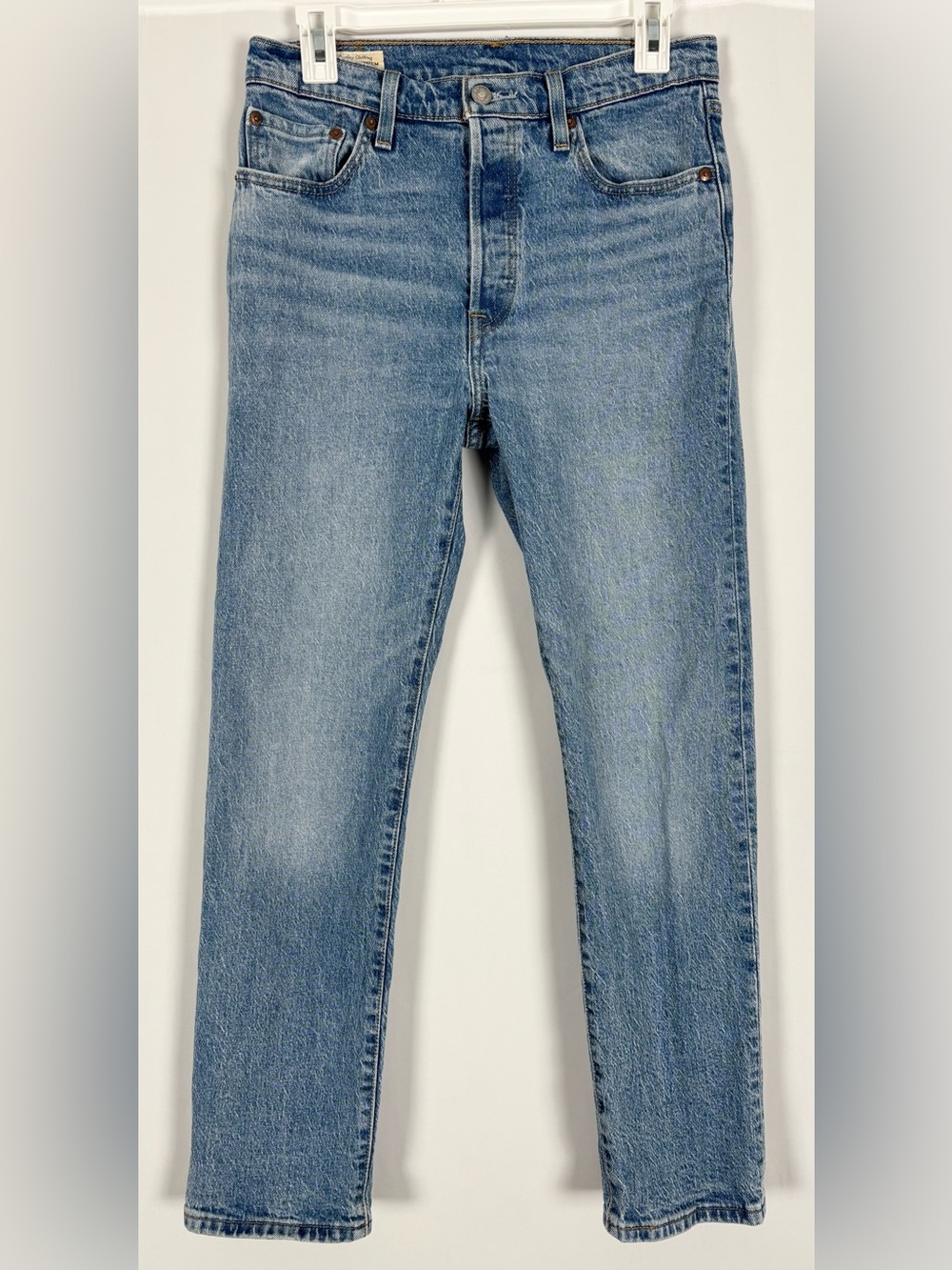 Levi’s 501 Medium Wash Mid Rise Slim Straight Leg Jeans Size 28W 30L